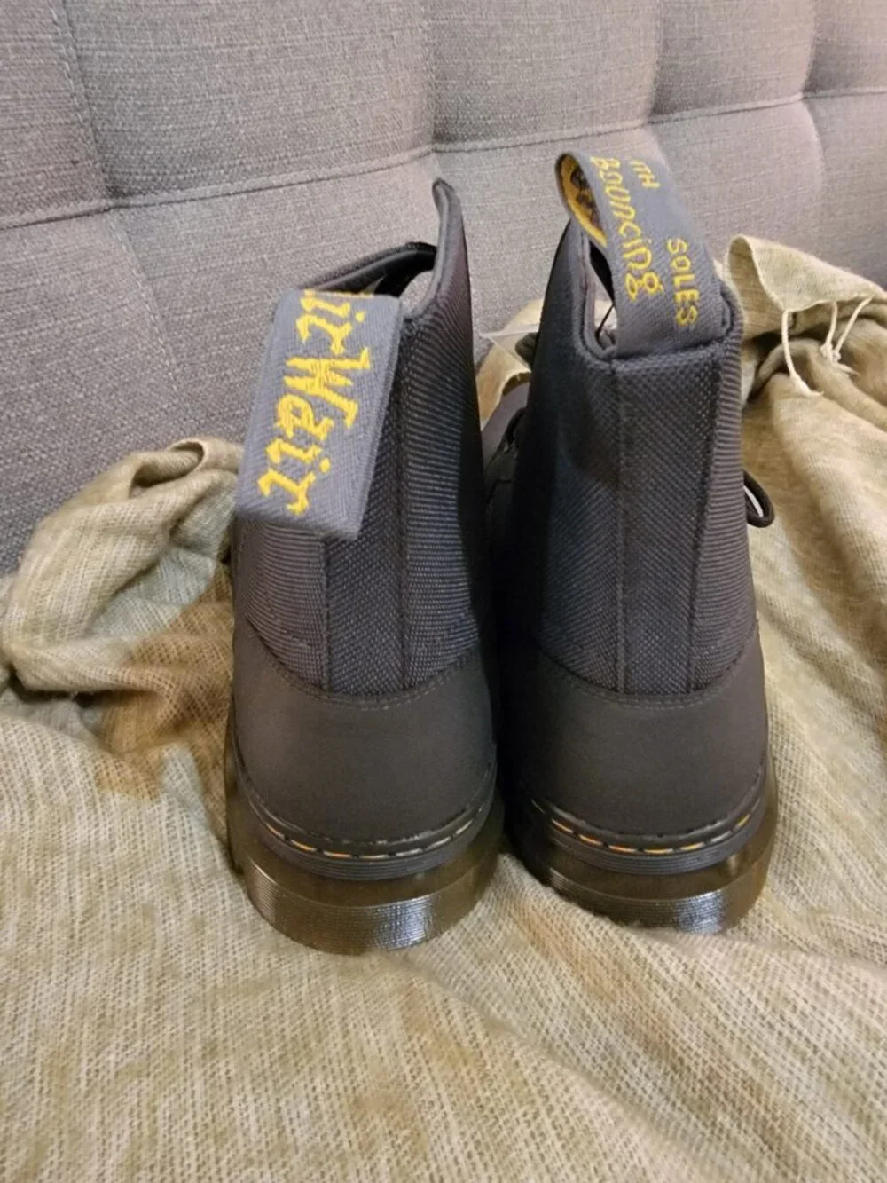 Dr. Martens Men's Combs 8-Eye Boots Charcoal Nylon Sz US 13 Doc Martens AirWair